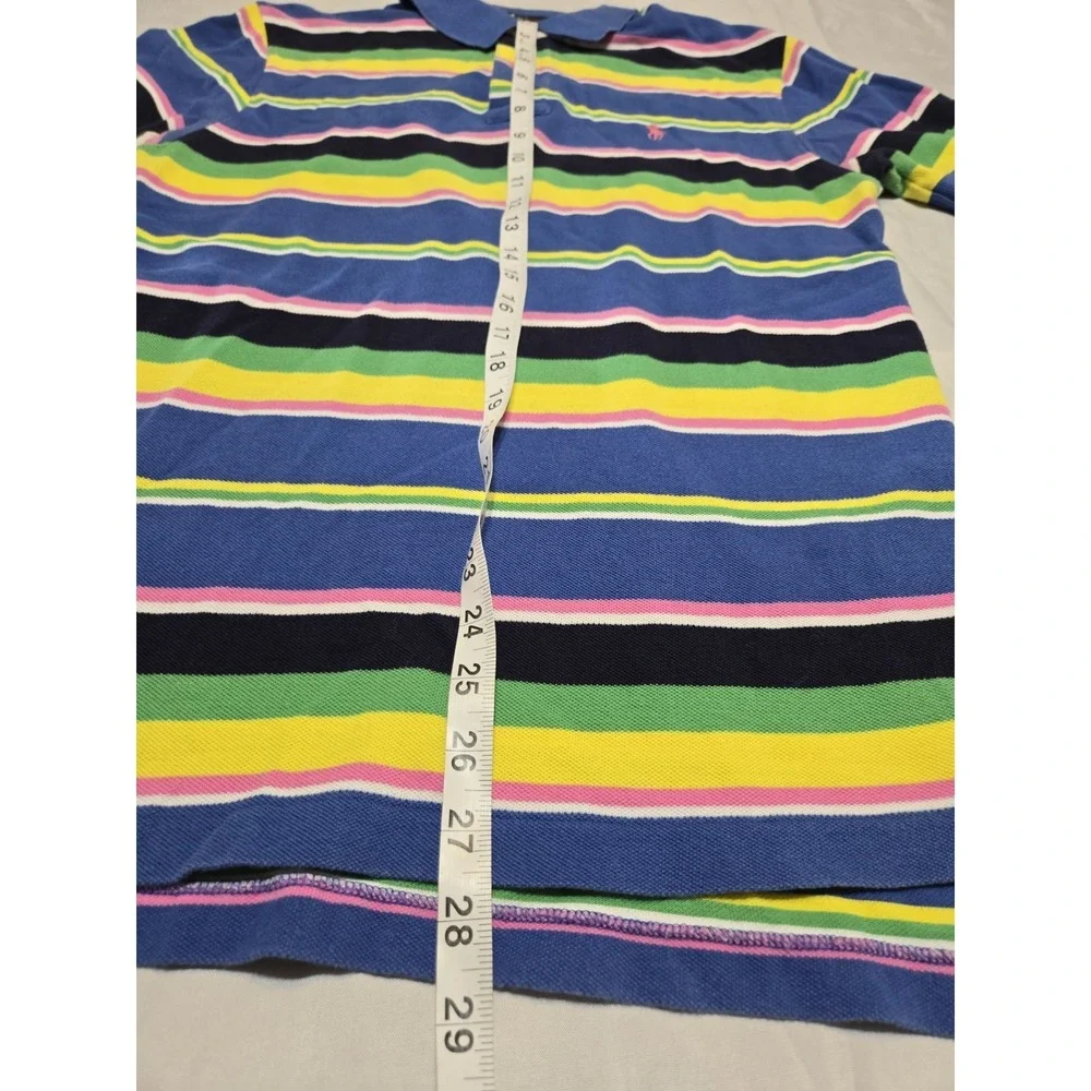 Polo Ralph Lauren Mens Small Striped Colorful Cotton Shirt Short Sleeve Vtg